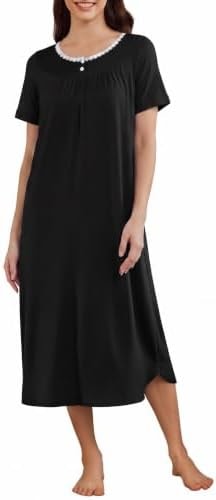 Ekouaer Long Nightgowns for Women Soft Sleep Dress Short Sleeve House Dress