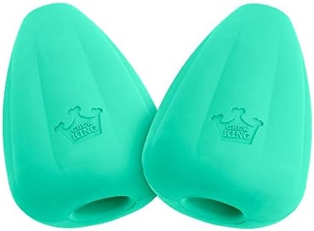 Chew King by Mammoth Premium Treat Dispensing Dog Toy, Durable Natural Rubber Chew Toy, Safety Air Vent, Interactive Enrichment Toy for Aggressive Chewers, Medium Pack of 2- Teal