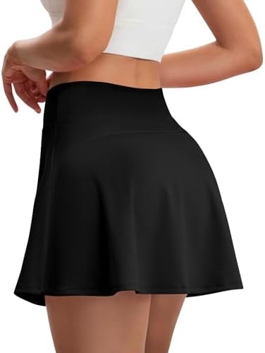 DLOODA Skorts for Woman Tennis Skirt with Pockets Shorts Golf Skort Black
