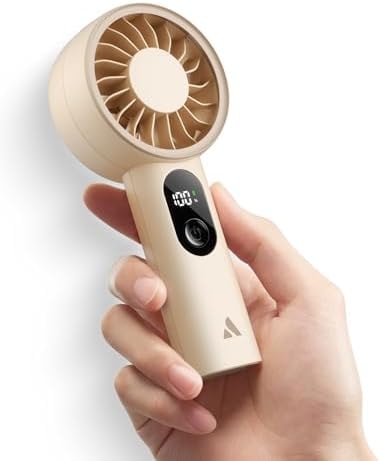 Aecooly Mighty Portable Fan, Powerful Handheld Fan, USB Rechargeable [10H Max Cooling Time], Mini Personal Battery Powered, Pocket for Travel, Summer, Gifts for Women, Girls -Beige