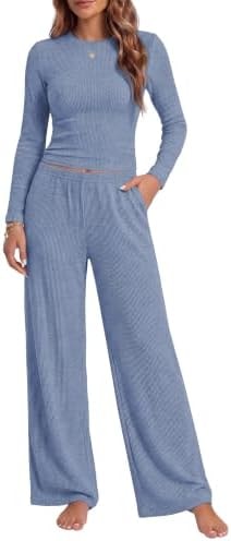 Ekouaer Lounge Sets for Women 2 Piece Long Sleeve Fall Pajamas Set