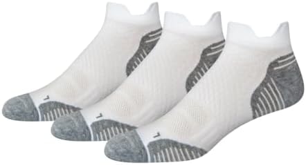 Amazon Essentials Men's Athletic Performance Low Cut Running Socks, Cushioned with Tab Back, 3 Pairs, White, 13-15