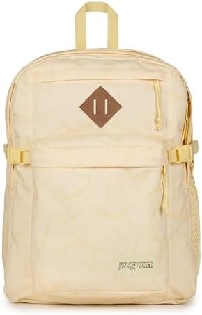 JanSport Main Campus Backpack - Travel or Work backpack w 15-Inch Laptop Sleeve and Dual Water Bottle Pockets, Rows Of Bows Natural/Lemon Ice