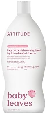 ATTITUDE Baby Bottle & Dish Soap, EWG Verified, Unscented, 23.7 fl oz