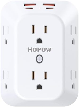 Outlet Extender, 6 Outlets, 2A2C, 1050J, USB Wall Charger, 1875W/15A