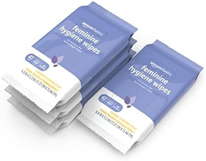 Amazon Basics Flushable Feminine Hygiene Wipes, pH Balanced, Gynecologist Tested, Septic and Sewer Safe, Fresh Scent, Alcohol Free, 168 Count (4 Packs of 42)