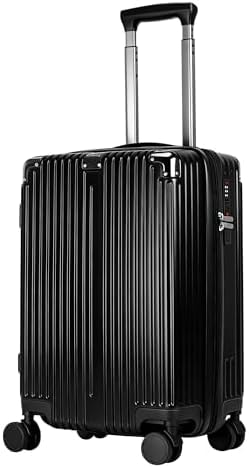 HEJIHUI 20 Inch Carry On Luggage with Spinner Wheels,PC Expandable Hard Shell Suitcase with USB Port,Lightweight Travel Luggage Airline Approved for Men Women (Black)