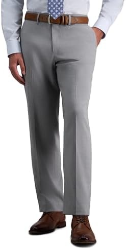 Haggar Men's Straight Fit Premium Comfort Dress Pant Silver