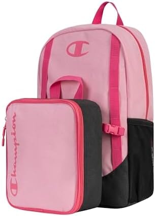 Champion Kids' Mode Backpack and Lunch Box Set, Pink Heather, One Size
