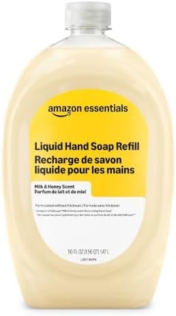 Amazon Essentials Liquid Hand Soap Refill, Milk and Honey Scent, Triclosan-free, 50 Fluid Ounces, Pack of 1 (Previously Amazon Basics)