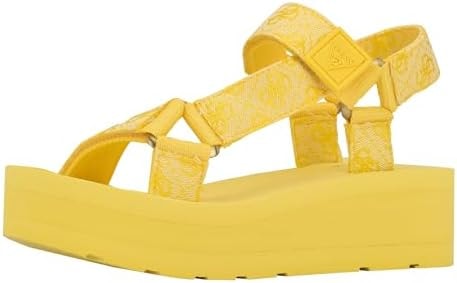 GUESS Women's AVIN Wedge Sandal, Yellow 700, 8