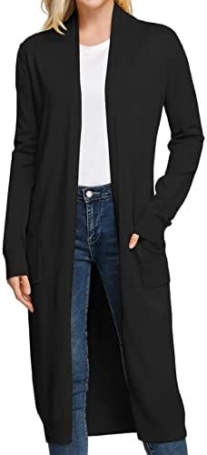GRACE KARIN Womens Long Black Cardigan Sweater Summer Cardigans Lightweight Business Casual Outfits Essentials Clothing