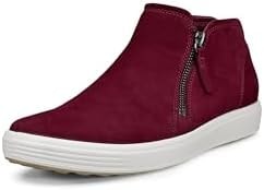 ECCO Women's Soft 7 Side Zip Bootie Sneaker, Dark Ruby, 4-4.5