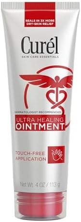 Curel Ultra Healing Ointment, Healing Ointment with Touch Free Applicator, Body and Face Moisturizer for Women and Men, 4 Oz