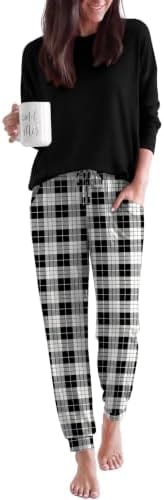 Ekouaer Pajamas for Women Set 2 Piece Long Sleeve Pjs Casual Lounge Sets