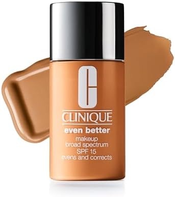 Clinique Even Better Makeup Liquid Foundation SPF 15 With Vitamin C For Dry + Oily Combination Skin Types | Medium Coverage + Natural Finish | Evens Skin Tone + Reduces Dark Spots, Chestnut, 1 Fl Oz