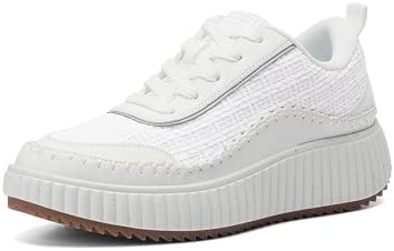 DREAM PAIRS Women's Platform Sneaker,White,8