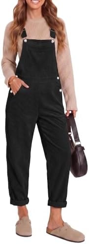LookbookStore Womens Overalls Corduroy Bib Adjustable Straps Fashion Jumpsuit Overall for Women with Pocket Size Medium Size 8 10