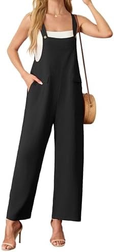 HiMONE Womens Summer Jumpsuit Boho Wide Leg Sleeveless with Pockets