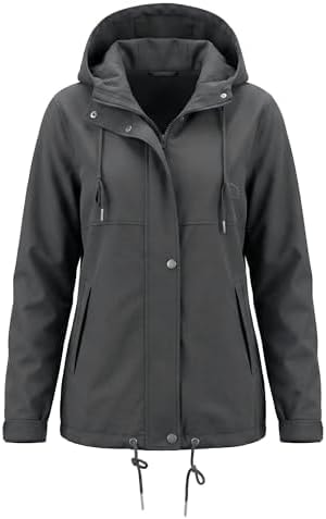 luvamia Spring Jackets for Women Lightweight Rain Jacket for Women Womens Rain Jacket Windbreaker Jackets Womens Raincoats Waterproof Hiking Windbreaker with Hood Dark Gray Size Large Fits US 12-14
