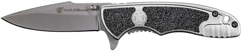 Smith & Wesson SW1100 6.3in S.S. Assisted Opening Knife with 2.75in Drop Point Blade and Aluminum Handle for Outdoor, Tactical, Survival and EDC