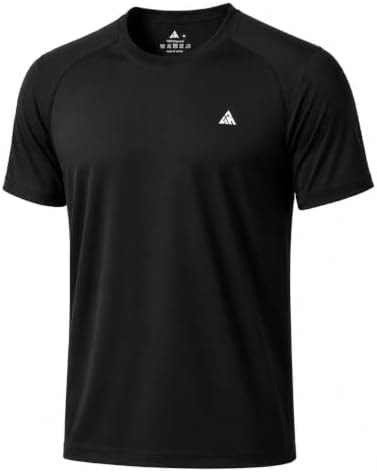 ZITY Men's Athletic Workout Shirt Short Sleeve Quick Dry Swim Shirts UPF 50+ Fishing Rash Guard T-Shirts Shirts Black M