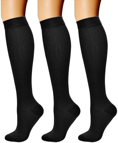 CHARMKING Compression Socks for Women & Men Circulation (3 Pairs) 15-20 mmHg is Best Support for Athletic Running Cycling (L/XL, Black)