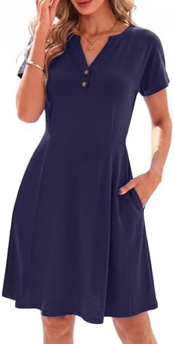 Aumora Summer Dresses for Women 2026 Crew Neck Casual Sundresses Dress