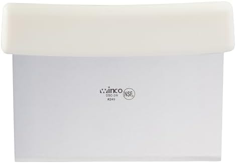 Winco 6" x 3" White Plastic Dough Scraper, Blade, Handle