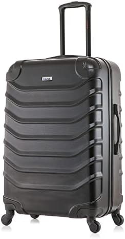 InUSA ENDURANCE Luggage with Spinner Wheels | Durable Lightweight Hardside Suitcase, Spacious Travel Bag with Handle and Trolley | 24-Inch Medium Checked Luggage | Black