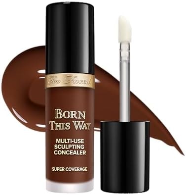 Too Faced Born This Way Super Coverage Multi-Use Concealer | Full-Coverage Hydrating Concealer for Dark Circles & Blemishes with Natural Finish | Hyaluronic Acid & Coconut Water, Sable, 0.45 Fl Oz