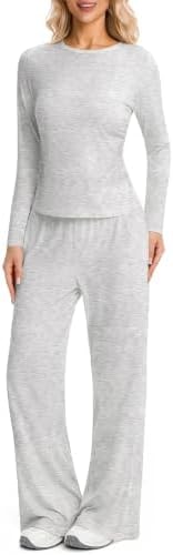 Torvica Womens 2 Piece Lounge Sets Travel Casual Outfits, Oatmeal, M-R