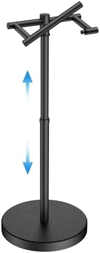 Toilet Paper Holder Stand Adjustable, Freestanding Tissue Roll Holder for Bathroom, Pivoting Design, Durable SUS 304 Stainless Steel and Weighted Base Toilet Paper Stand, Storage (Matte Black)