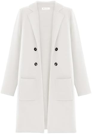 KIRUNDO Cardigan Sweaters for Women 2026 Fall Knit Jackets(Beige White, M)
