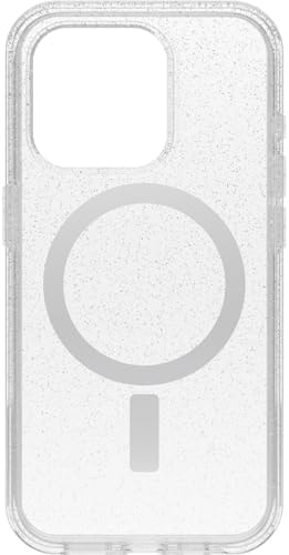 OtterBox iPhone 15 Pro (Only) Symmetry Series Clear Case - Stardust (Clear/Silver), Snaps to MagSafe, Ultra-Sleek, Raised Edges Protect Camera & Screen