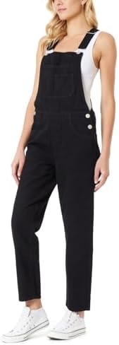 WallFlower Women's Overalls Juniors, Ebony, Medium