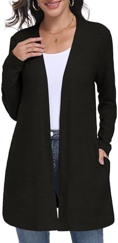 Lepunuo Women Open Front Cardigan Sweaters Long Sleeve Cardigans A - Black