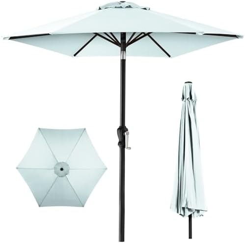 Best Choice Products 10ft Outdoor Patio Umbrella, Outdoor Table Umbrella, Yard Umbrella, Market Umbrella with 6 Sturdy Ribs, Push Button, Tilt and Crank - Baby Blue