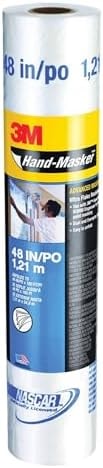 3M Hand Masker Advanced Masking Film, 48 in x 180 ft, Static Cling Keeps Film in Place, Prevents Liquids From Bleeding Through, Flake Resistant, For Indoors & Outdoors Use, 1 Roll (AMF48)