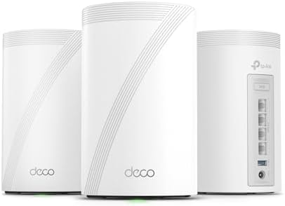 TP-Link Deco 7 Pro BE63 Tri-Band WiFi 7 BE10000 Whole Home Mesh System - 6-Stream 10 Gbps, 4x2.5G Ports Wired Backhaul, 4X Smart Internal Antennas, VPN, HomeShield, Free Expert Support (3-Pack)