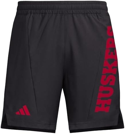 adidas Men's D4T Woven University of Nebraska Shorts, Black/Team Power Red/NCAA Nebraska, Medium/5" Inseam