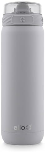 Ello Cooper 22oz Stainless Steel Water Bottle with Straw and Carry Handle, Double Walled and Vacuum Insulated Metal, Leak Proof Locking Lid with Soft Silicone Spout, Reusable, BPA Free, Grey