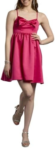 David's Bridal Bow Bodice Satin A-Line Mini Dress