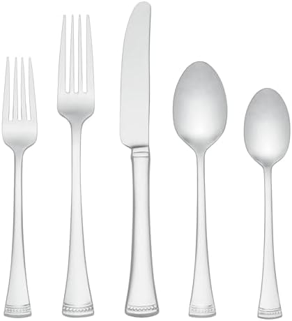 Lenox Silverware Set, Portola Mirror 20 Piece Flatware Set, Service For 4, 18/10 Stainless Steel, Dishwasher Safe, Flatware Cutlery Sets, Utensils, Knives Spoons and Forks, Home (Silver, 20 Pieces)