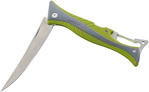 Smith’s 51383 RegalRiver 4-Inch Folding Flex Fillet Knife – Green – Stainless Steel Locking Blade – Pocket Knife – Fisherman Accessory – Carabiner – Portable – Fish Cleaning & Deboning