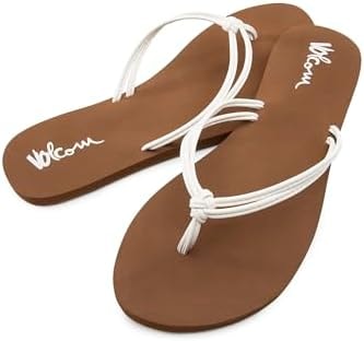 Volcom Women’s Forever and Ever Sandals – Lightweight Thong Sandal for Everyday Summer Wear, White - New, 9