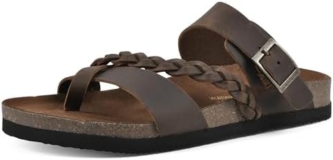 WHITE MOUNTAIN Shoes Hazy Footbed Sandal, Brown/Leather, 6 M