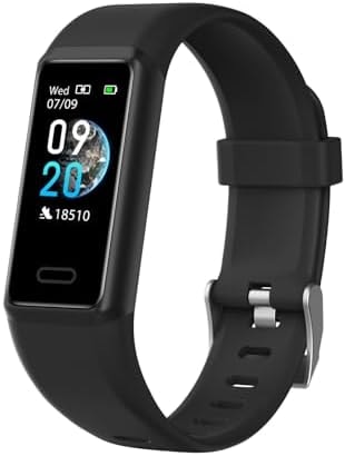Fitness Tracker Pedometer Watch with Heart Rate Monitor for Men Women Black