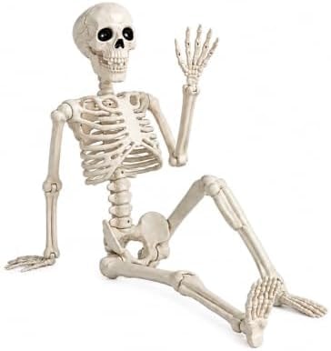 GCNBCNB Halloween Skeleton Decorations,36" Posable Human Skeleton Decorations for Halloween Party Decor, Haunted House Props Indoor Outdoor Decoration