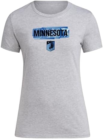 adidas Women's Minnesota United FC Local Pop Short Sleeve Pre-game T-shirt, Medium Grey Heather, 3X-Large
